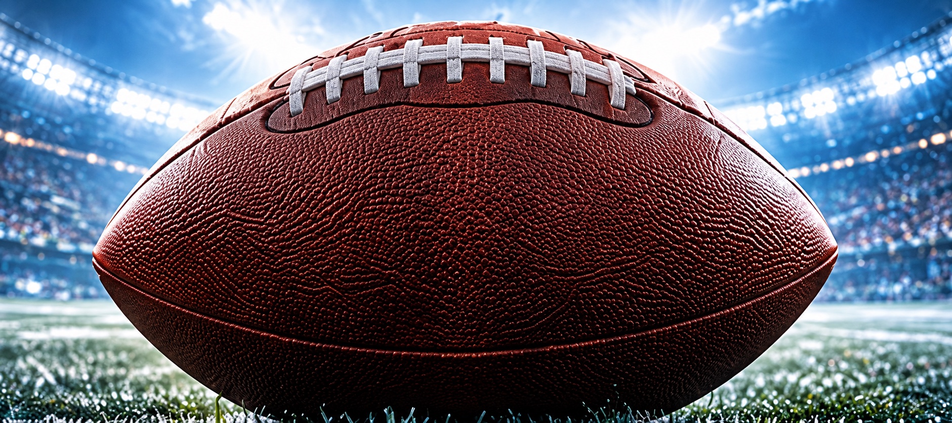 Football on the field inside a stadium
